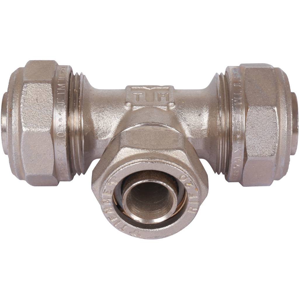 Тройник переходной TIEMME (26.3х20.2х26.3) для металлопластиковых труб винтовой, 1600037