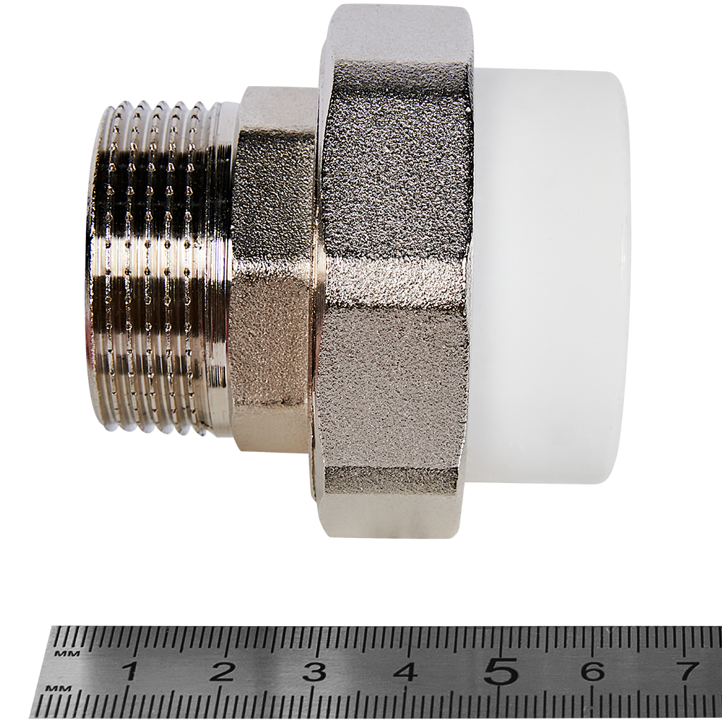 Муфта комбинированная Pro Aqua d=40-1.1/4 PP-R разъемная (американка) НР Белая