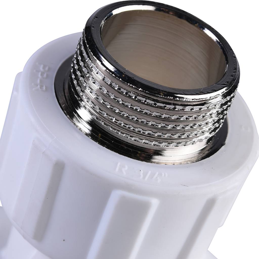 Угольник Политэк 25х3/4 с наружной резьбой с креплением для полипропиленовых труб под сварку (цвет белый), 9500082534