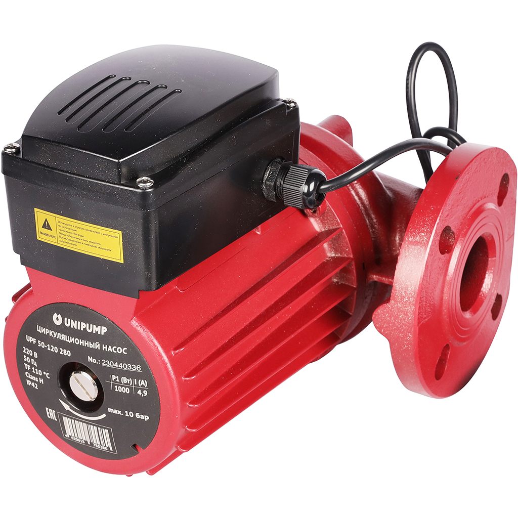 *67031 UNIPUMP  Насос циркуляц. (отопл.) UPF 50-120 280 (Фланцевое присоед.DN50, 220 В, Wмакс - 1000 Вт, Нmax-12м, Qmax - 15 куб.м/час), 67031