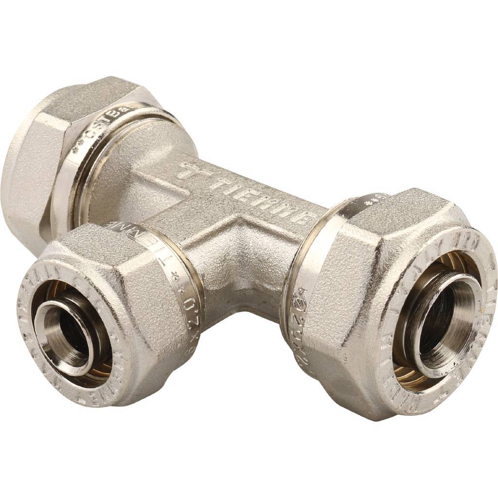 Тройник переходной TIEMME (20.2х16.2х20.2) для металлопластиковых труб винтовой, 1600017