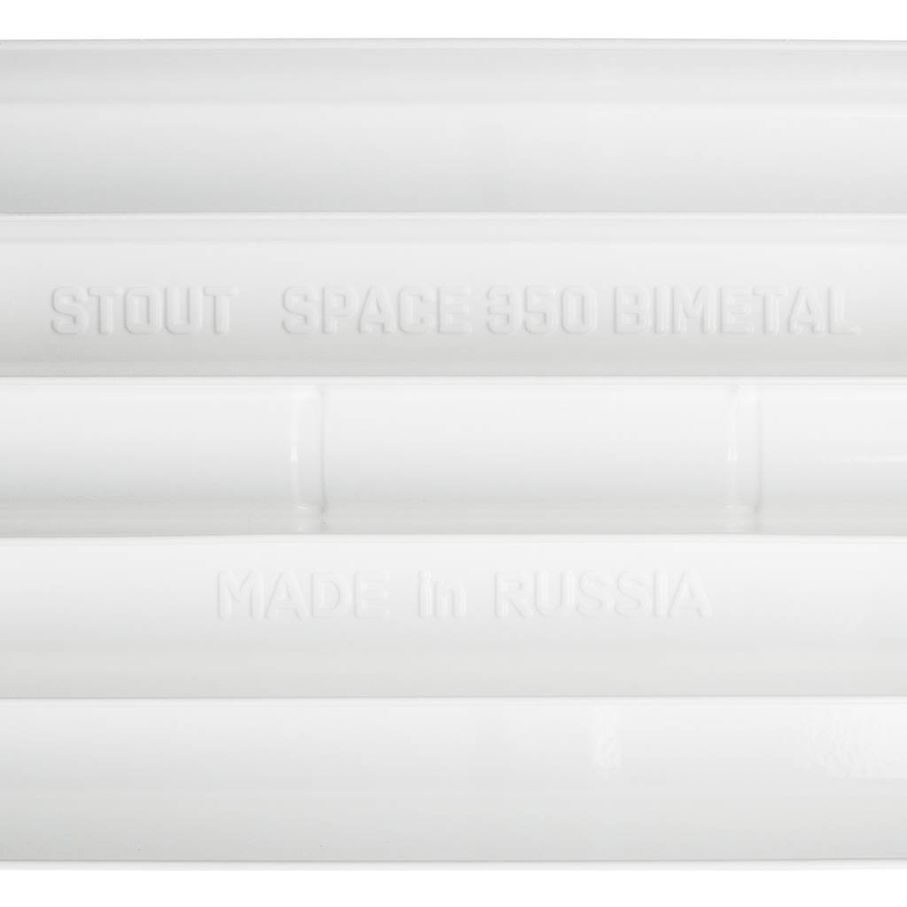 Радиатор биметаллический STOUT Space 350 12 секций боковое подключение RAL9016, SRB-0310-035012