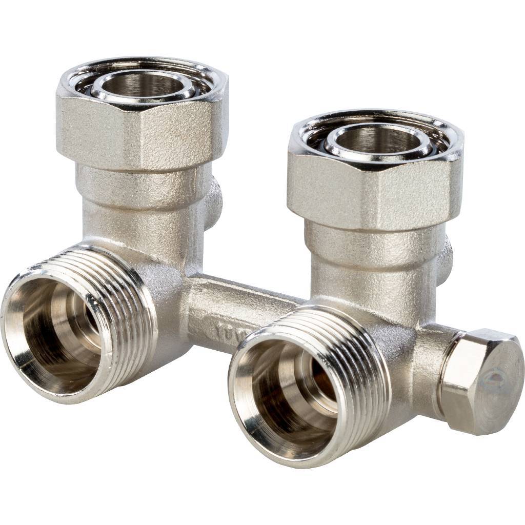 Узел нижнего подключения радиатора STOUT для однотрубной системы, угловой 3/4, SVH-0003-000020