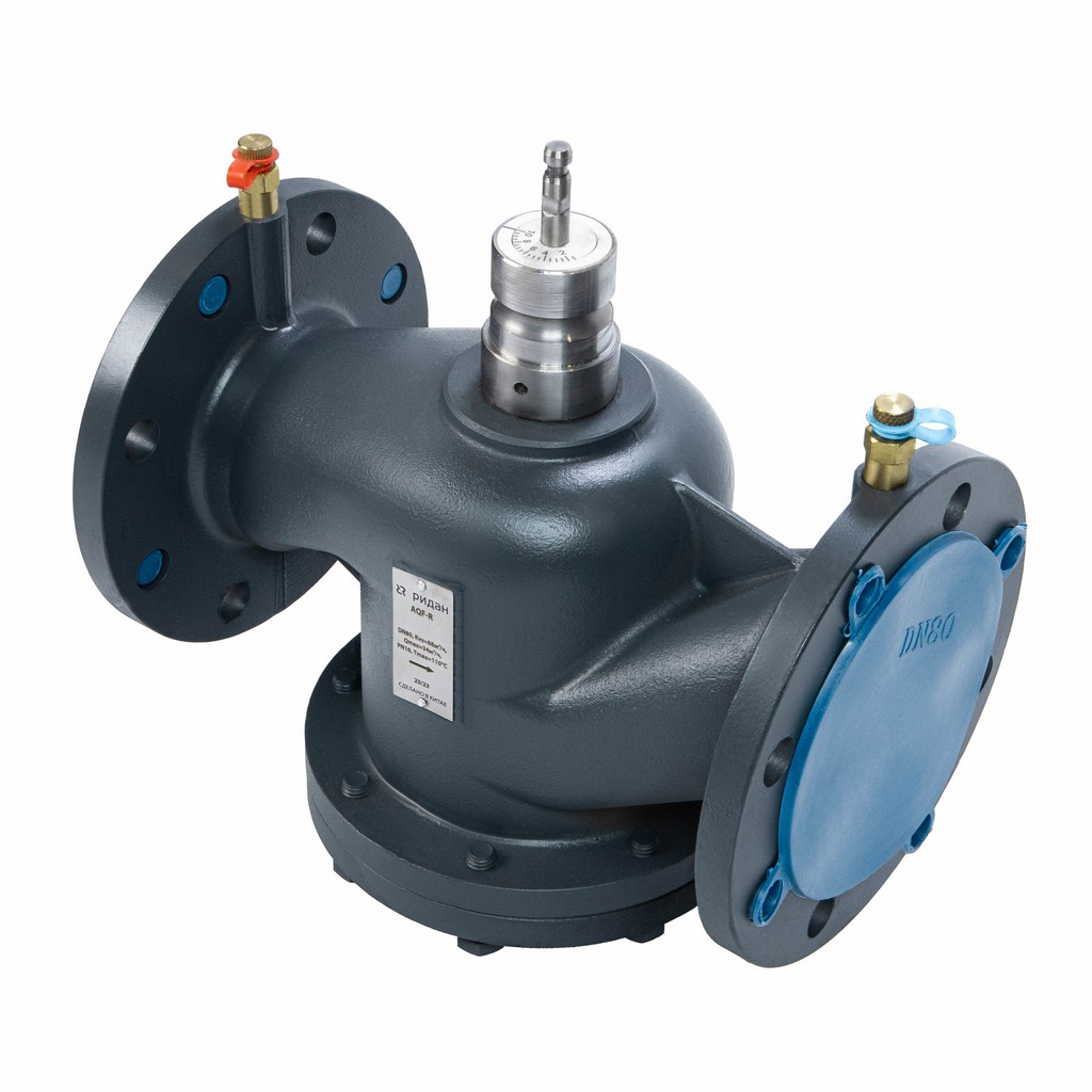 Комбинированный балансировочный клапан Ридан AQF-R DN80, с ниппелями, фланцевый, 003Z1974R