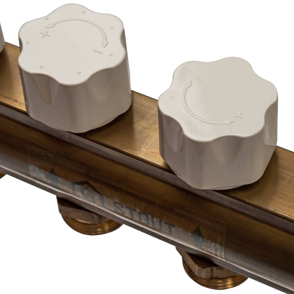 Коллектор распределительный из латуни без расходомеров STOUT 8 выходов, SMB 0468 000008