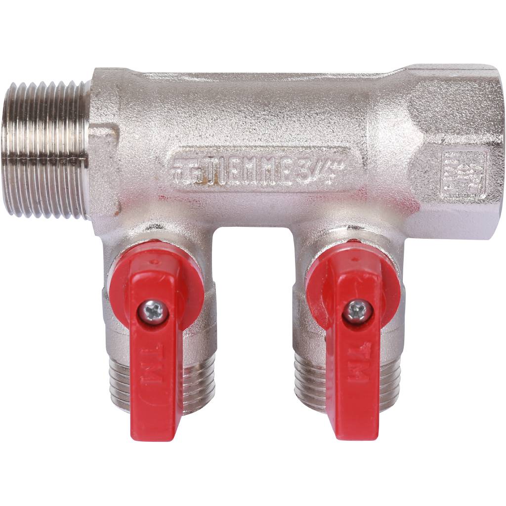 Коллектор TIEMME (1/2)х3/4 с кран. на 2 выхода