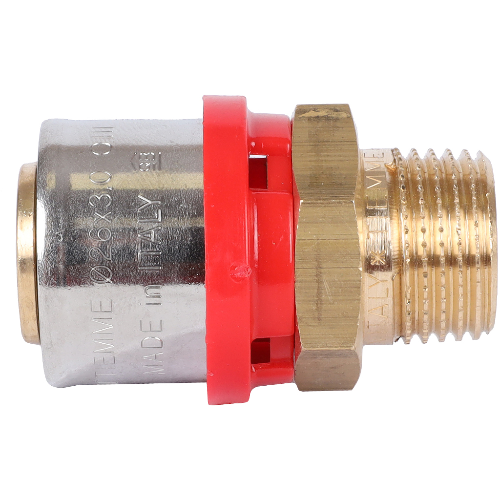 Муфта TIEMME с наружной резьбой 26x1/2 для металлопластиковых труб прессовой, 1650180