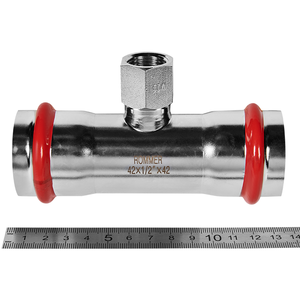 Тройник-переходник-ВР ROMMER 42х1/2 из нержавеющей стали прессовой