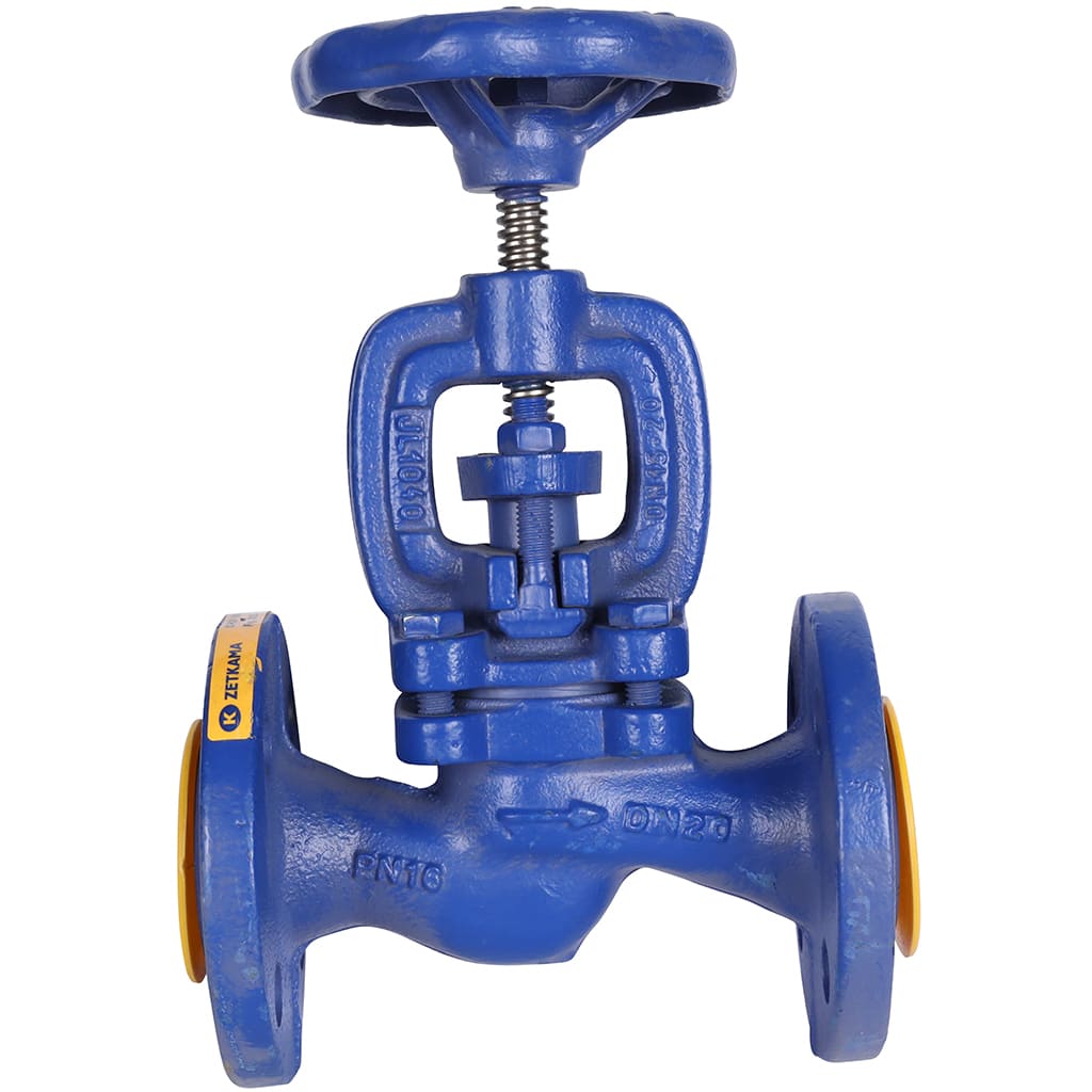 Клапан запорный ZETKAMA 215A Ду20 Ру16 фланцевый из чугуна, 215A020C00