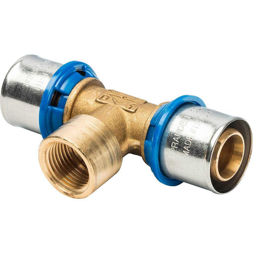 Тройник Prandelli Multyrama с внутренней резьбой (26х3,0)х3/4 профиль H, TH, U для металлопластиковых труб прессовой, 509.08.12.6