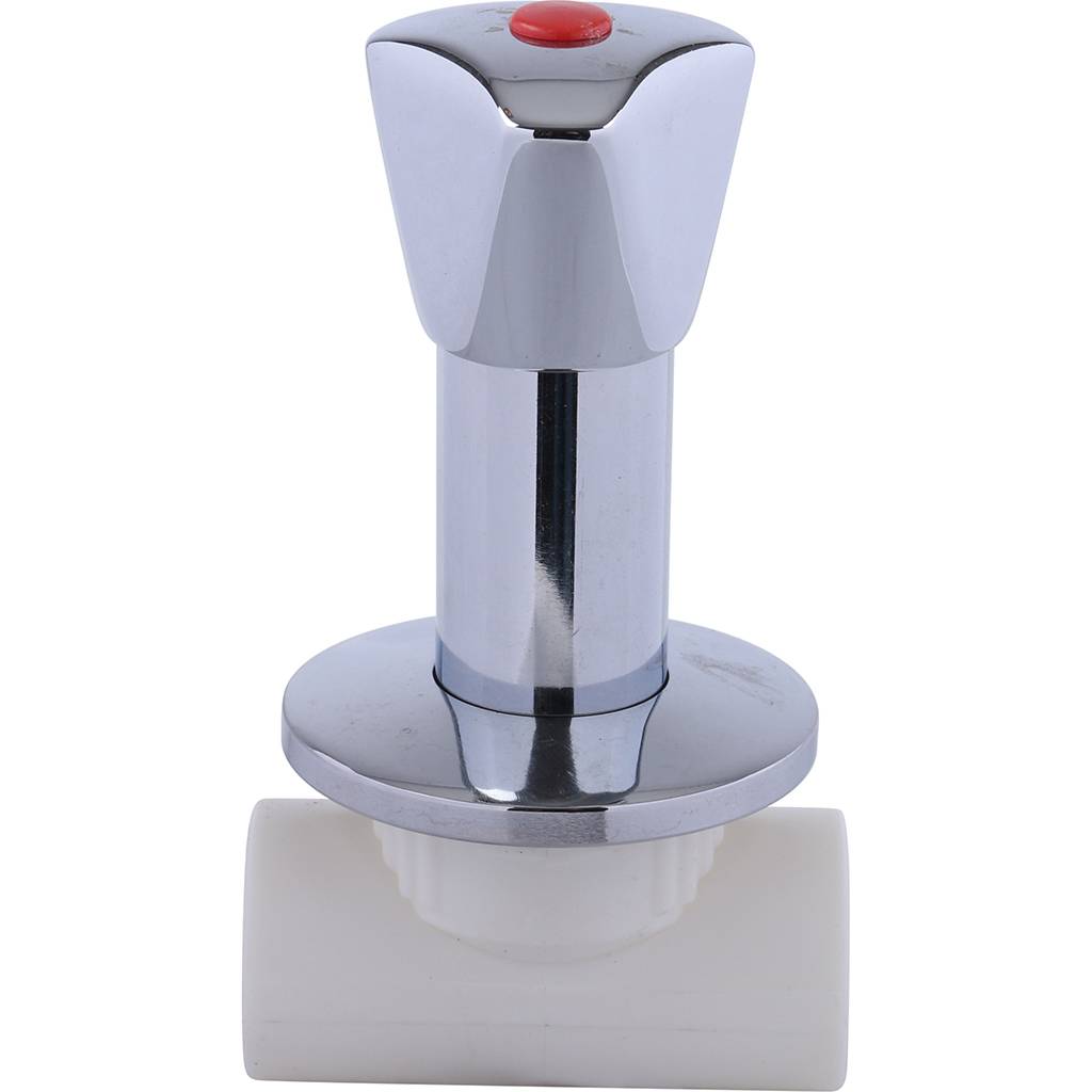 Вентиль Kalde c хромированной удлиненной ручкой под штукатурку (d=25)