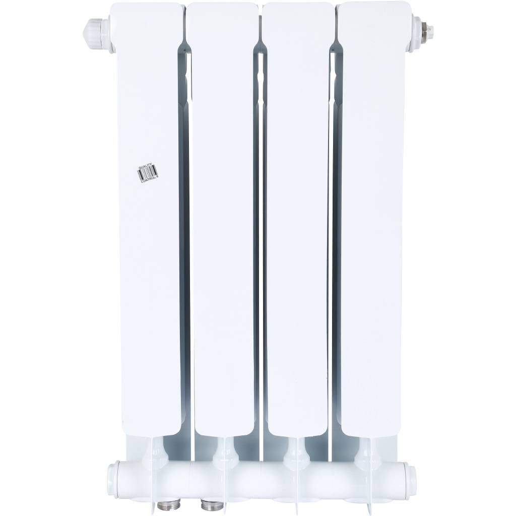 Радиатор биметаллический STOUT Space 500 4 секции нижнее правое подключение RAL9016, SRB-0320-050004