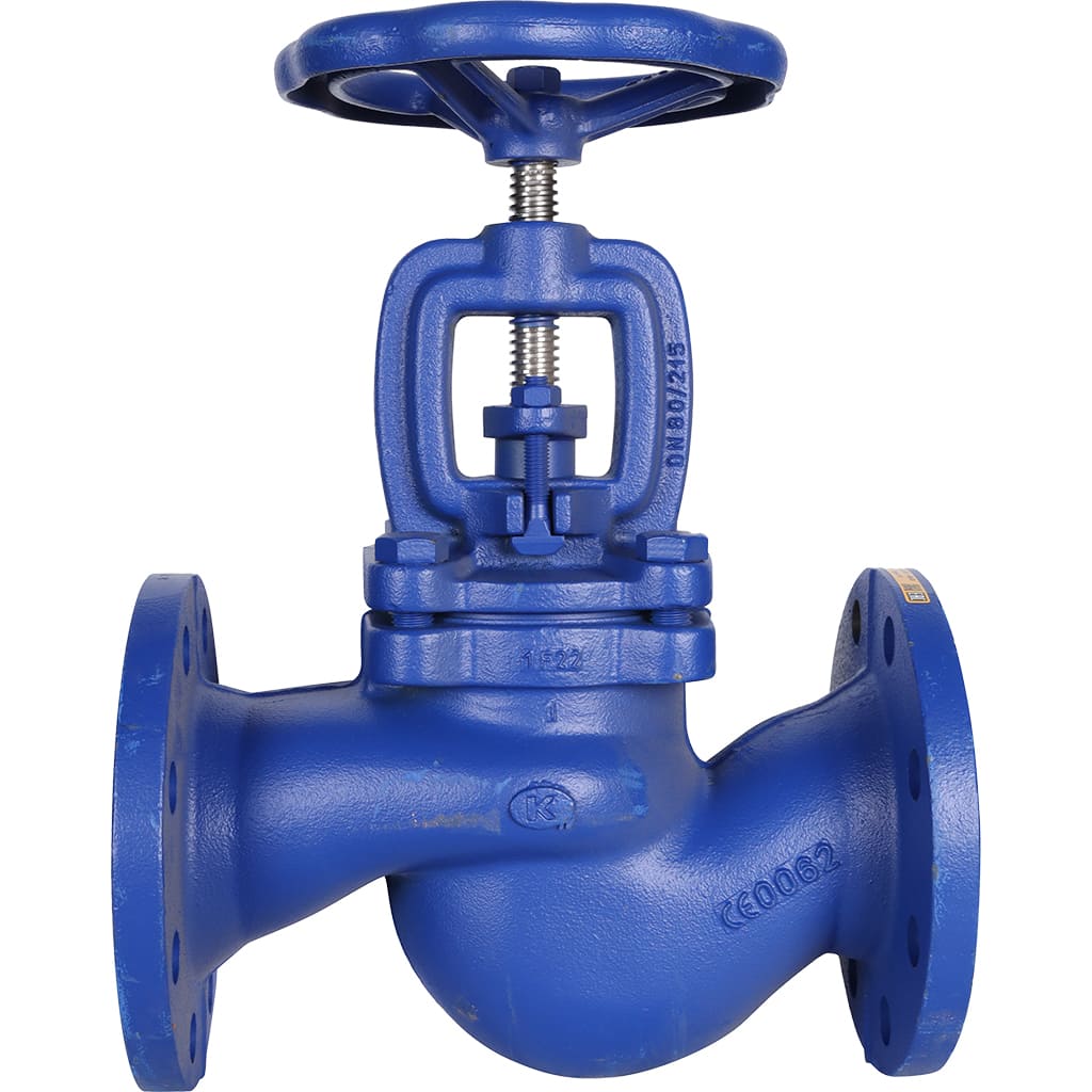 Клапан запорный ZETKAMA 215A Ду80 Ру16 фланцевый из чугуна, 215A080C01