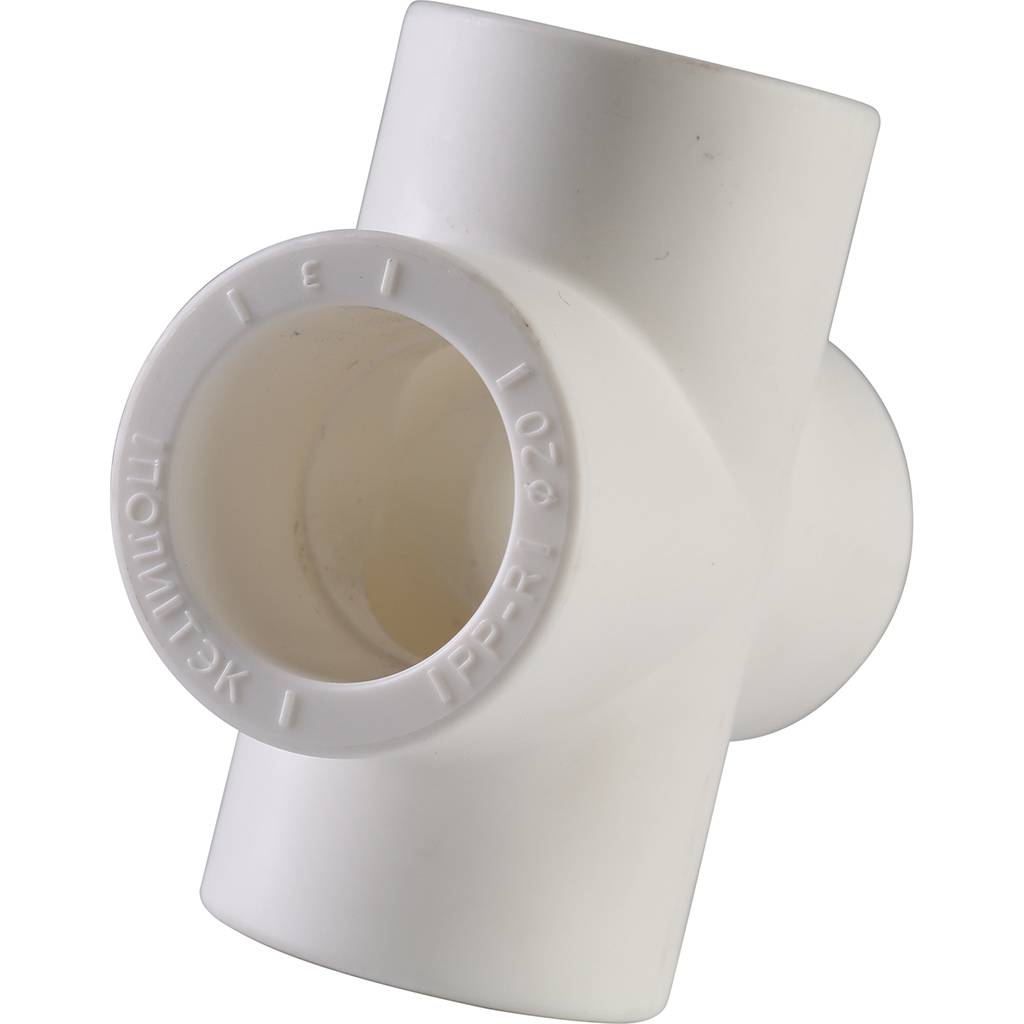 Крестовина Политэк d=20 для полипропиленовых труб под сварку (цвет белый)