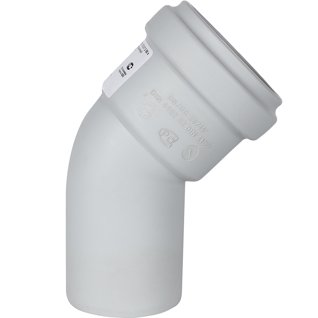 Отвод канализационный бесшумный STOUT D58х45°, SKB-0010-005845