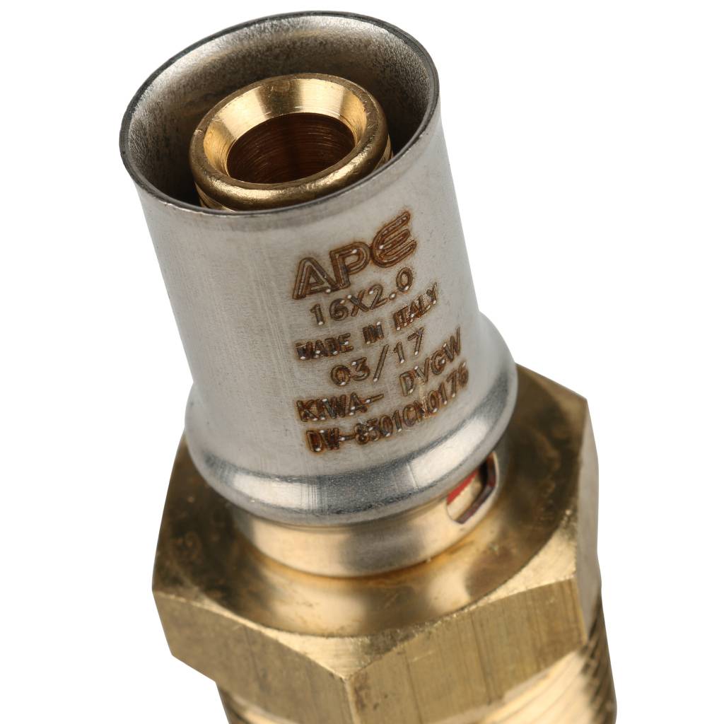 Переходник STOUT с наружной резьбой 3/4 x16 для металлопластиковых труб прессовой, SFP-0001-003416