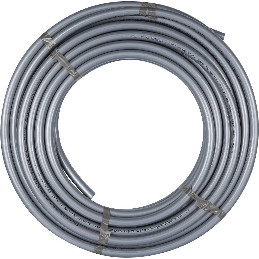 Труба из сшитого полиэтилена STOUT PEX с кислородным слоем, 25х3,5 (бухта 30 метров), серая, SPX-0001-302535