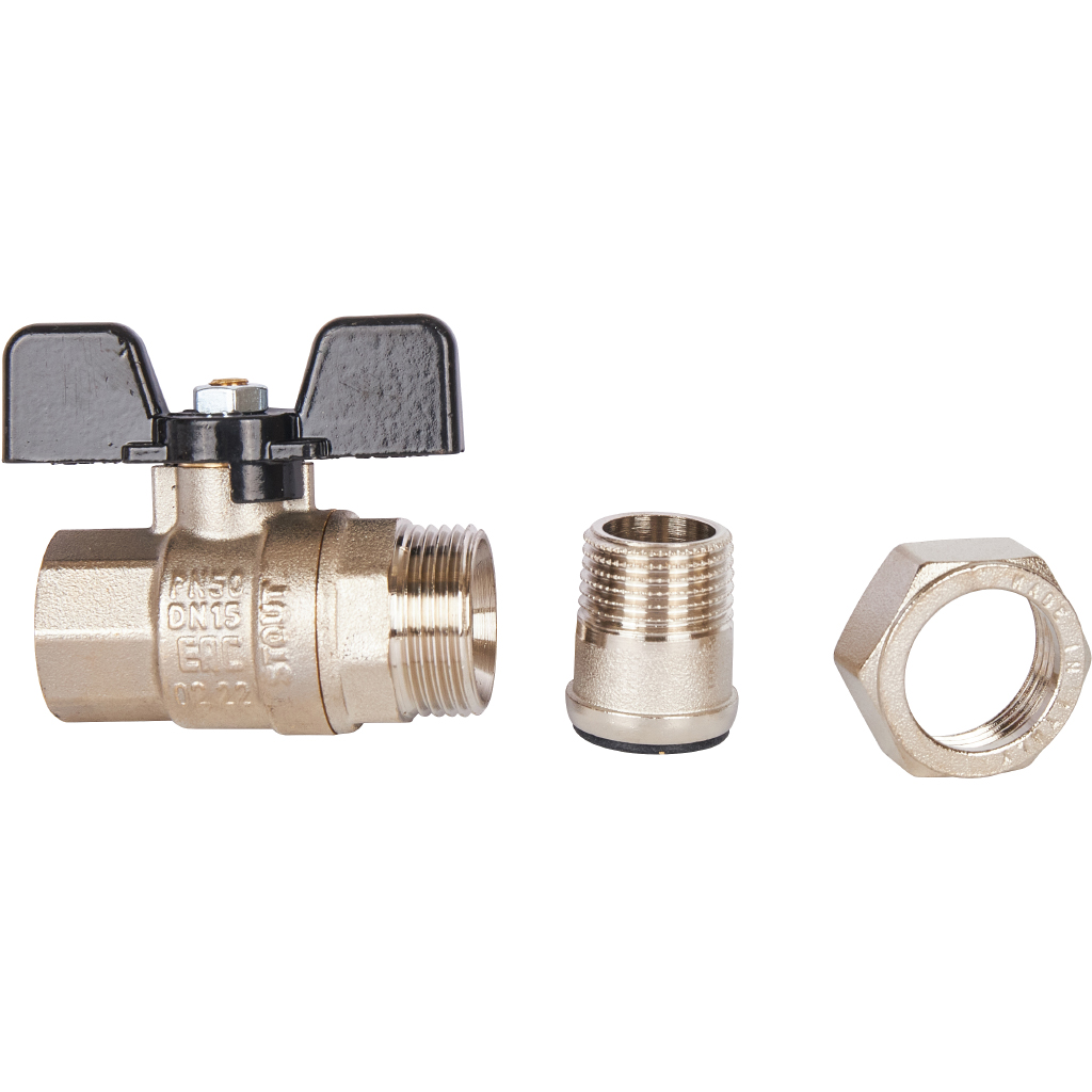 Кран шаровой полнопроходной STOUT ВР/НР, ручка бабочка 1/2, американка, SVB-0007-000015