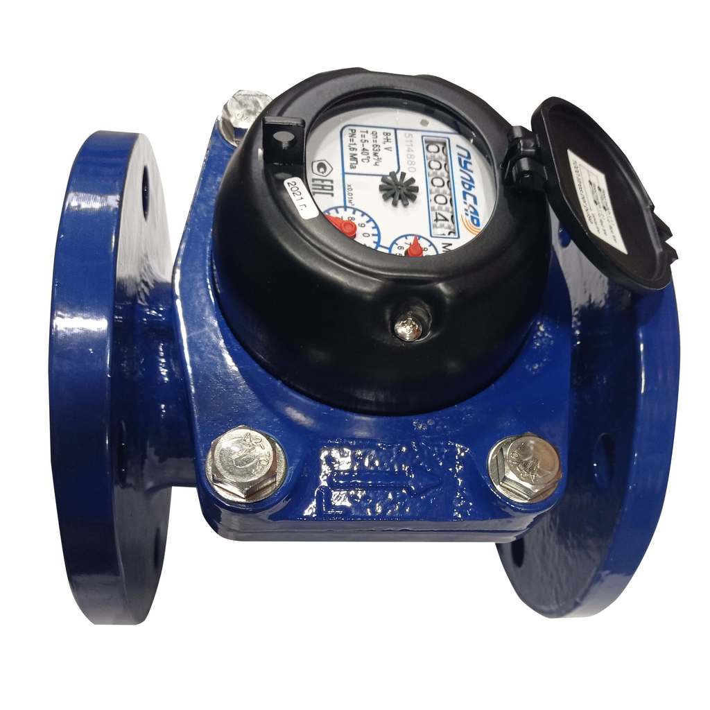 Счётчик г/в и х/в турбинный Сантехкомплект Пульсар Т Ду 65 Ру16 120С L=200мм фл 63 м3/ч, Н00003856