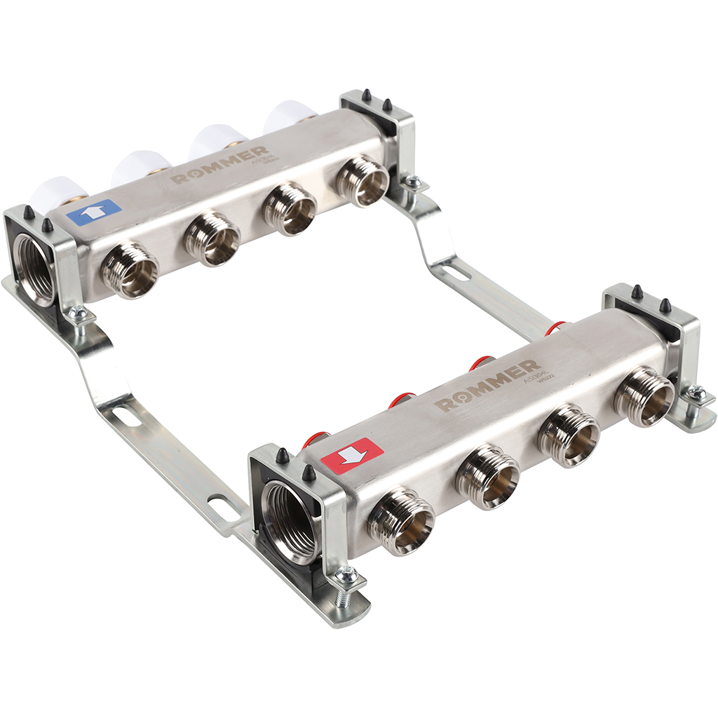 Коллектор из нержавеющей стали без расходомеров ROMMER 4 выхода