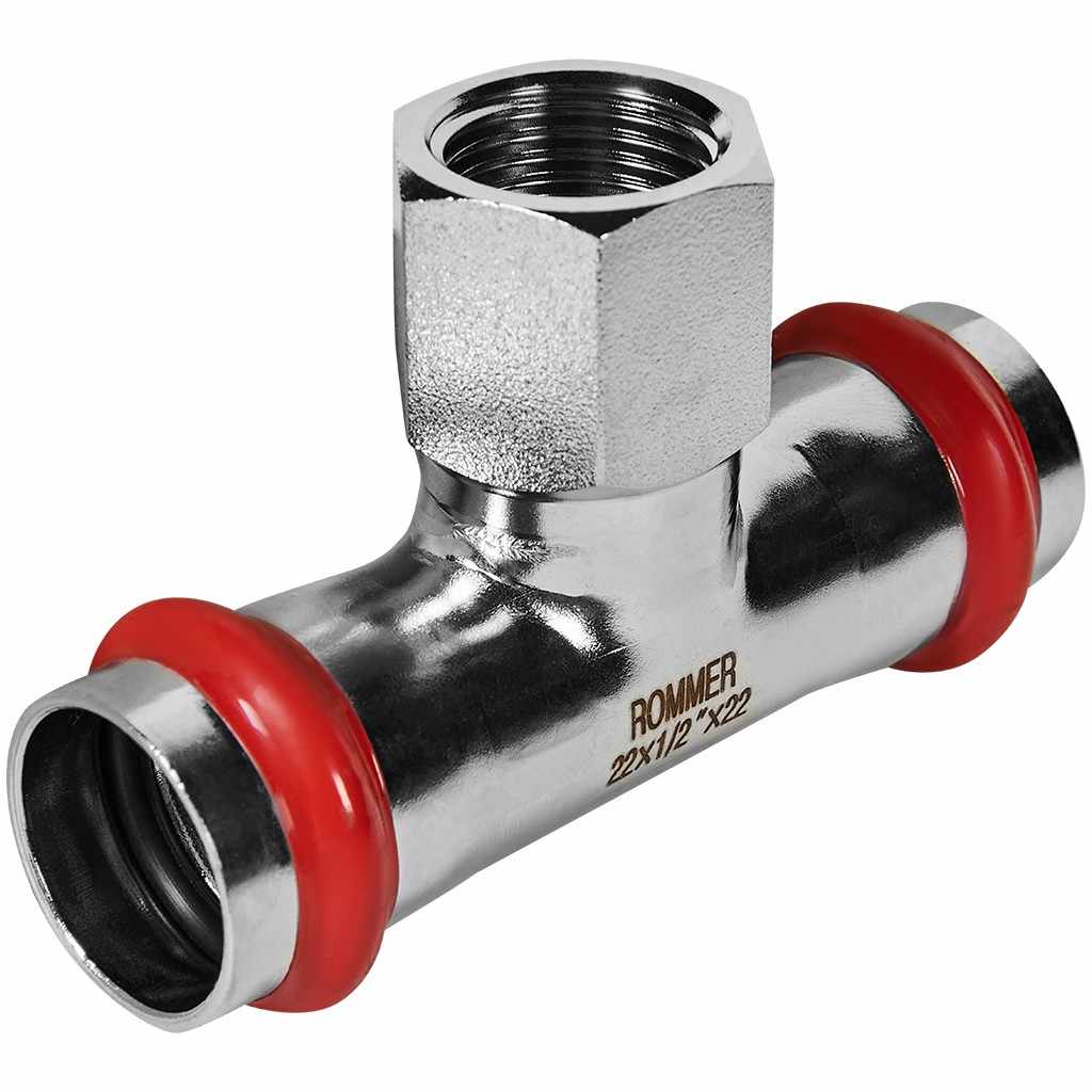 Тройник-Переходник ROMMER ВПр-ВР, 22х1/2, из нержавеющей стали прессовой, RSS-1015-002212