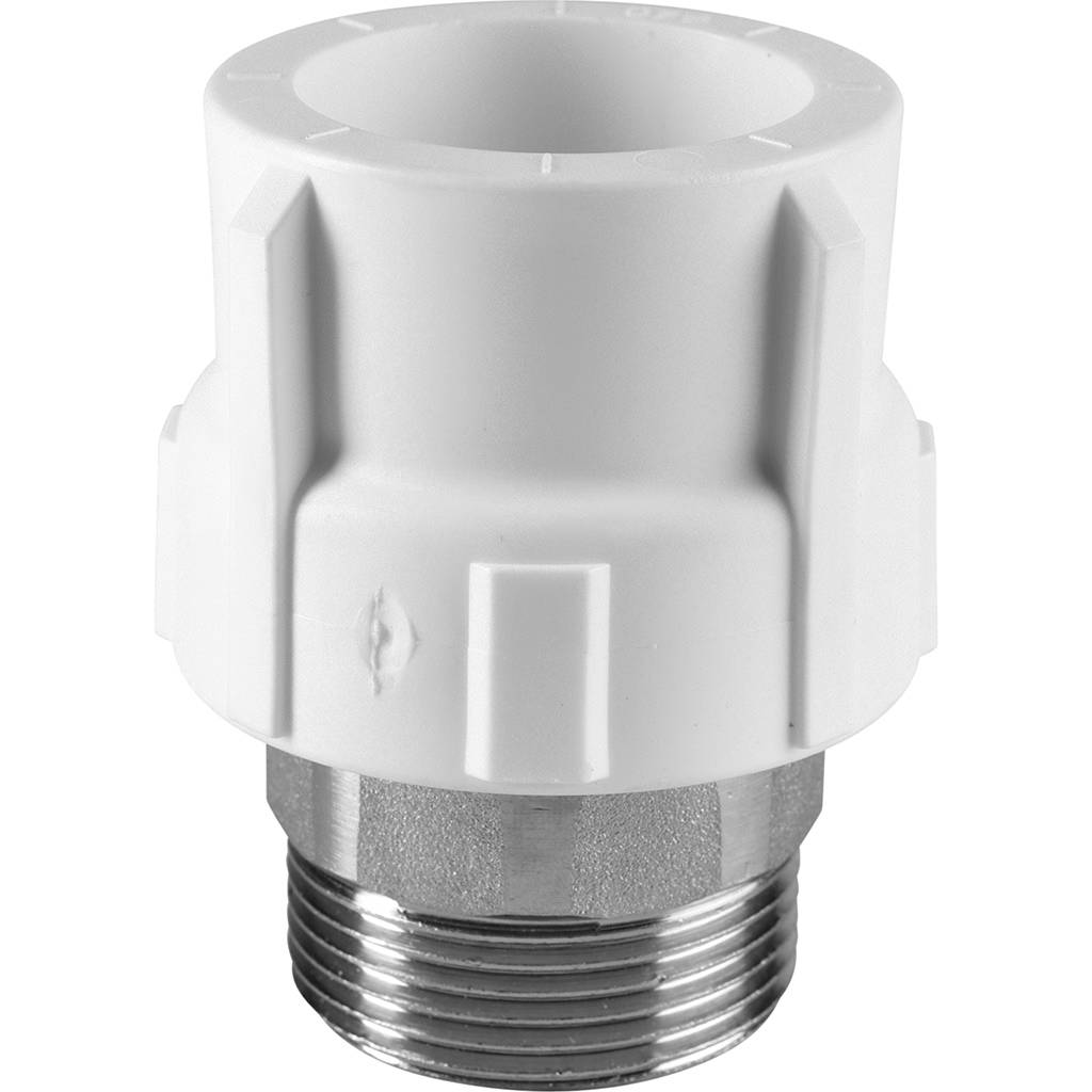 Муфта комбинированная Политэк 40x1 1/4 под шестигранник наруж. резьба для полипропиленовых труб под сварку (цвет белый), 9000040114