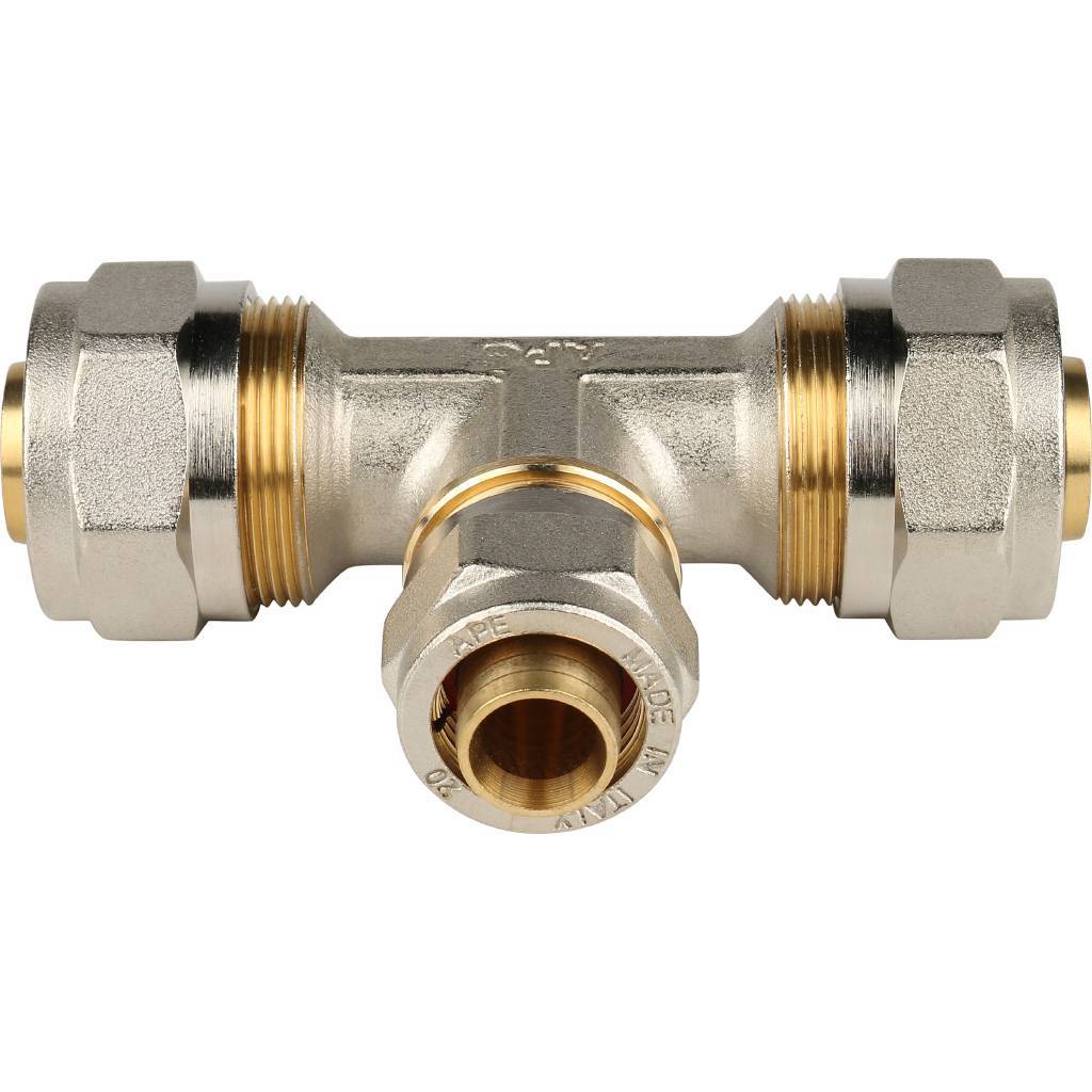 Тройник переходной STOUT 26х20х26 для металлопластиковых труб винтовой, SFS-0010-262026