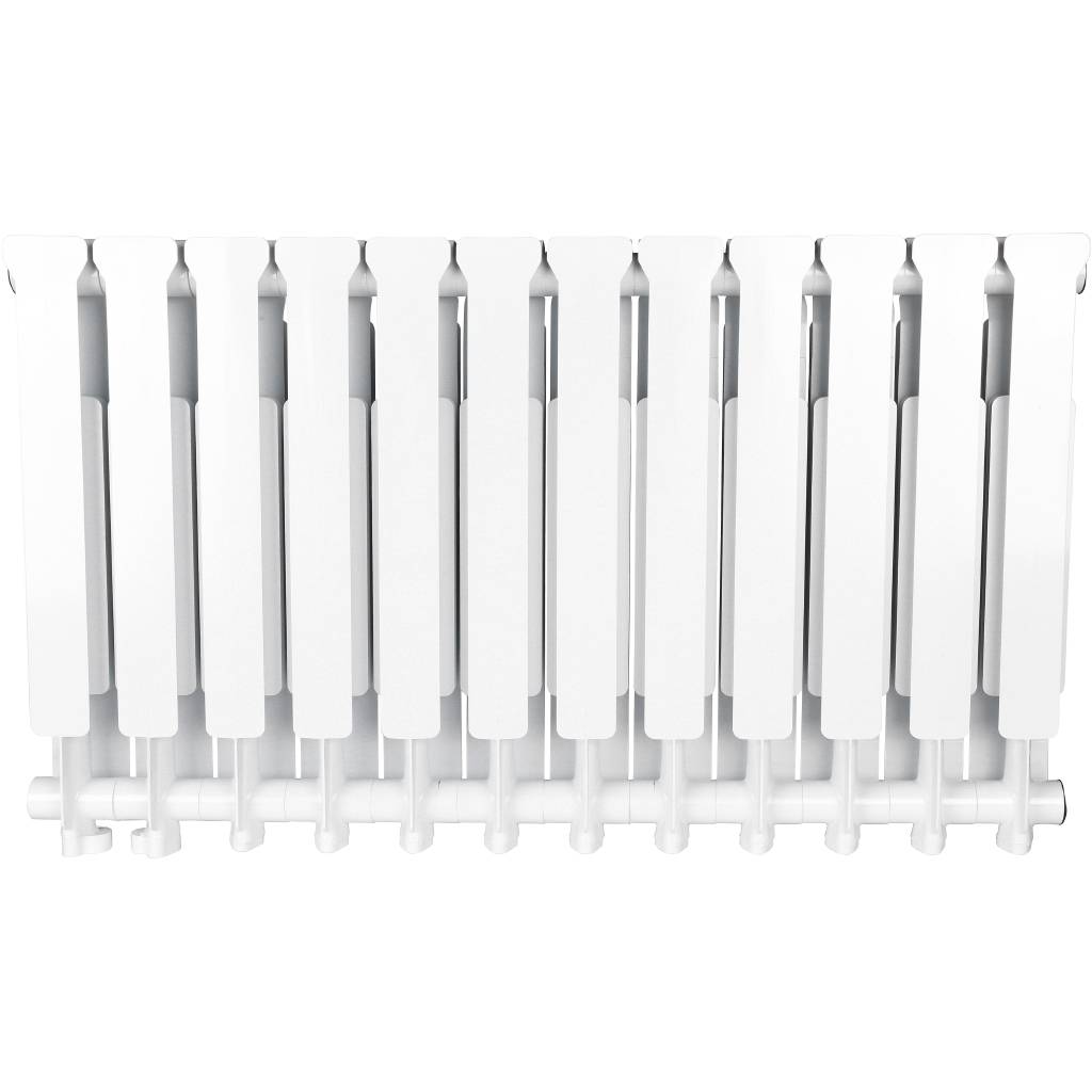 Радиатор алюминиевый STOUT Bravo 500 12 секции нижнее правое подключение (белый RAL 9010), SRA-0120-050012