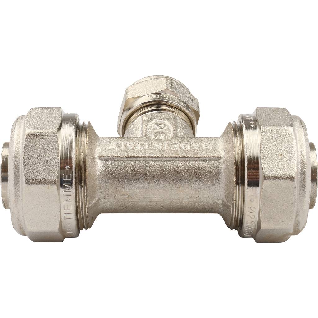 Тройник переходной TIEMME (26.3х16.2х26.3) для металлопластиковых труб винтовой, 1600043