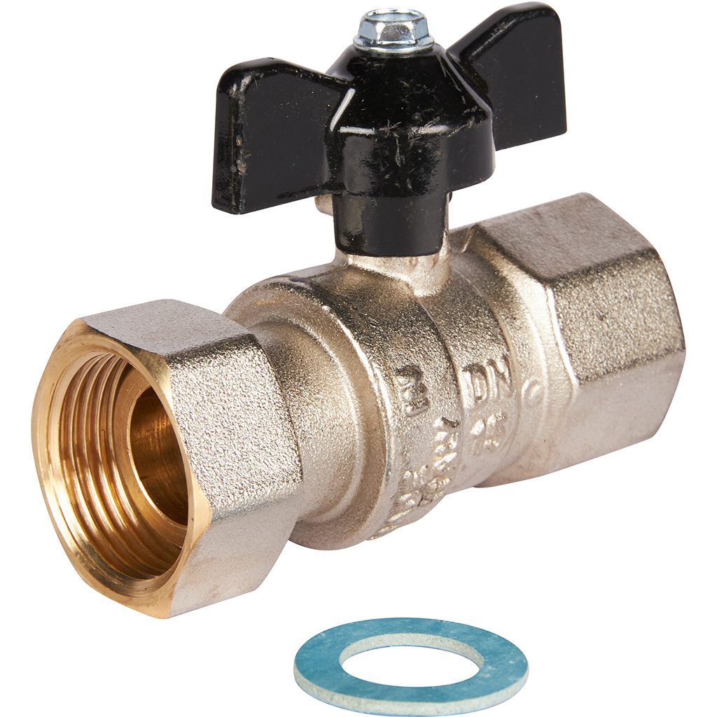 Кран шаровой STOUT с накидной гайкой ВР/накидная гайка, ручка бабочка 3/4x3/4, SVB-0009-000020