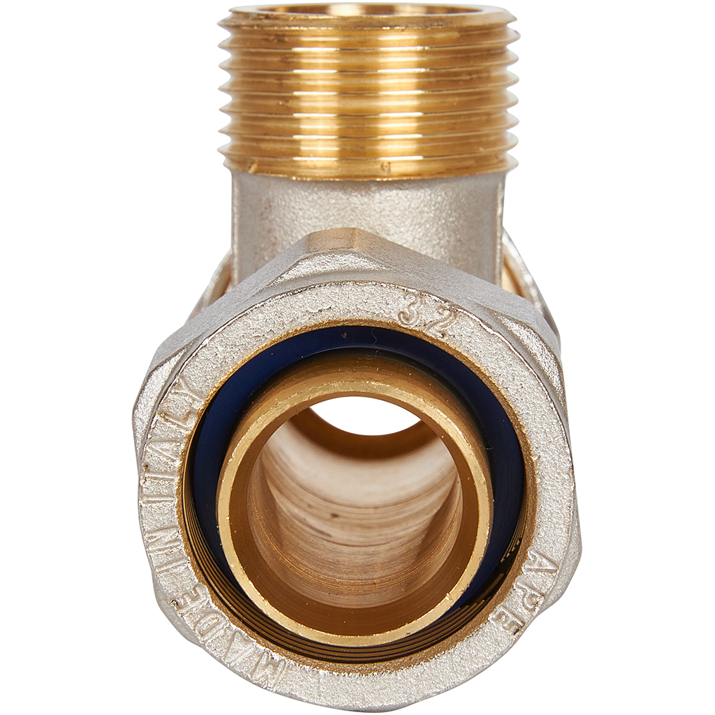 Тройник-переходник STOUT с наружной резьбой 1 x32 для металлопластиковых труб винтовой, SFS-0011-000132