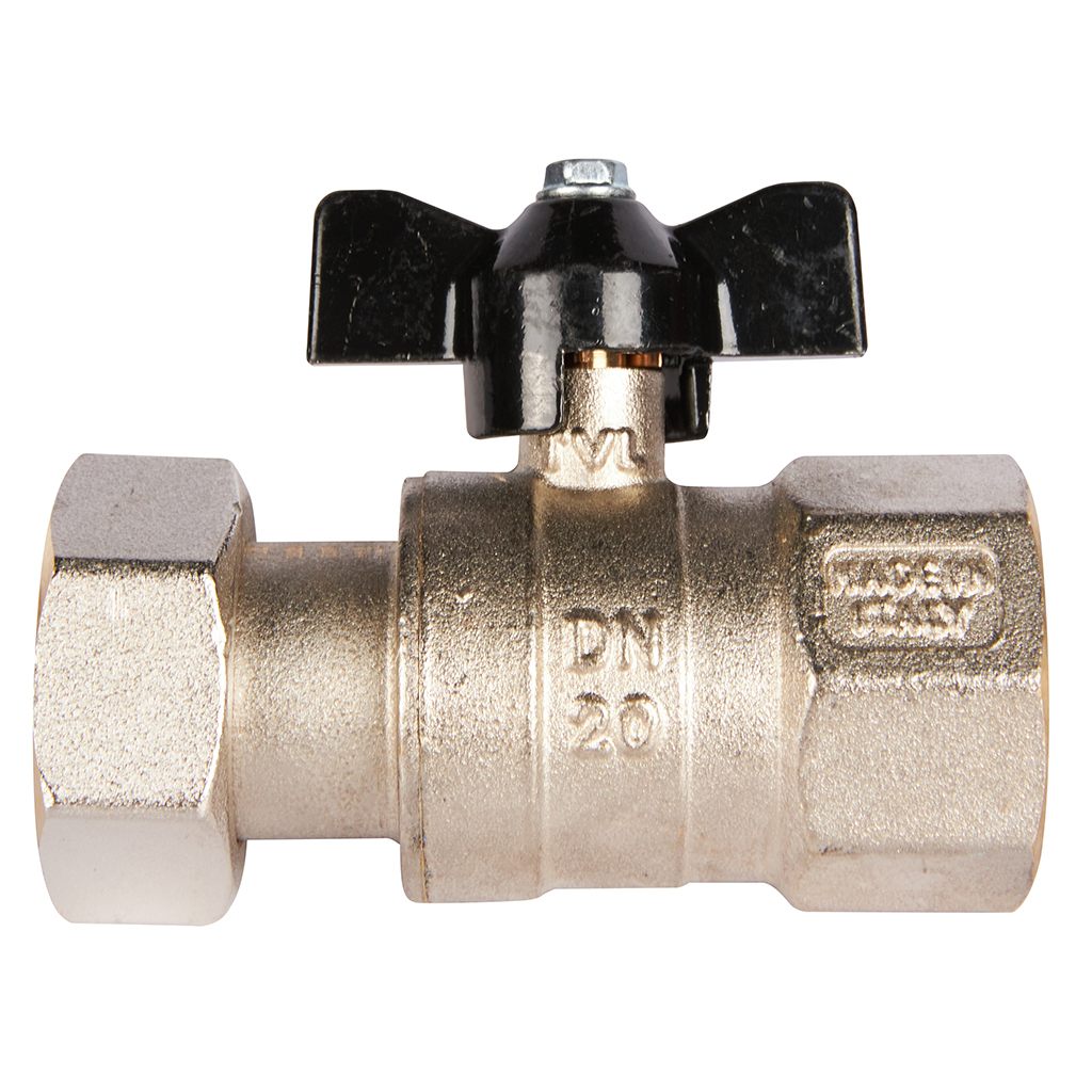 Кран шаровой STOUT 1x1 с накидной гайкой, ВР/накидная гайка, ручка бабочка, SVB-0009-000025