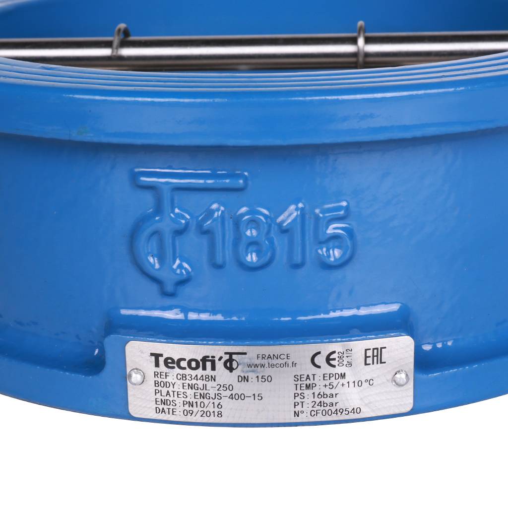 Клапан обратный Tecofi Ду150 Ру16 2/ств межфланцевый из чугуна, CB3448N-EP0150