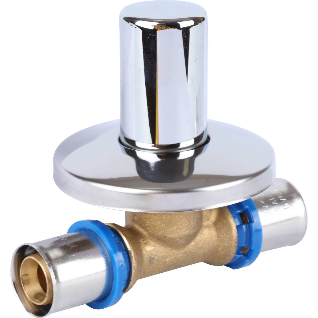 Вентиль APE с хромированной ручкой 20х20 для металлопластиковых труб прессовой, ARL6000220