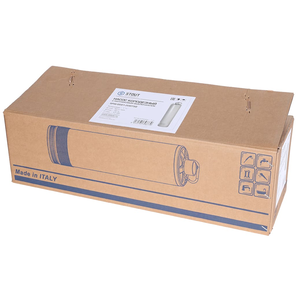 Насос колодезный STOUT с поплавком, кабель 20 м, 230V, Q=90 л/мин, H=45 м, SPW-0001-200750