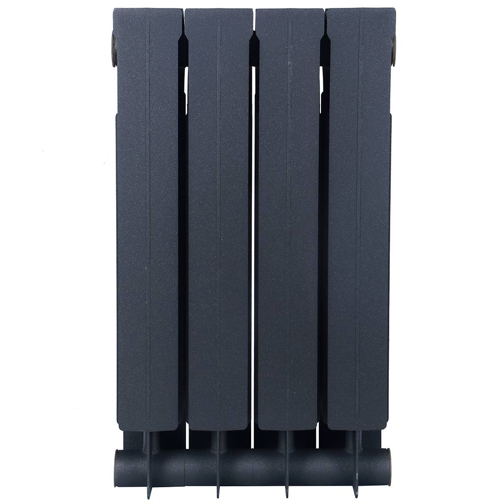 Радиатор биметаллический Global STYLE PLUS 500 4 секции боковое подключение (цвет cod.07 grigio scuro opaco mettalizzato 2748 (черный)), 155264