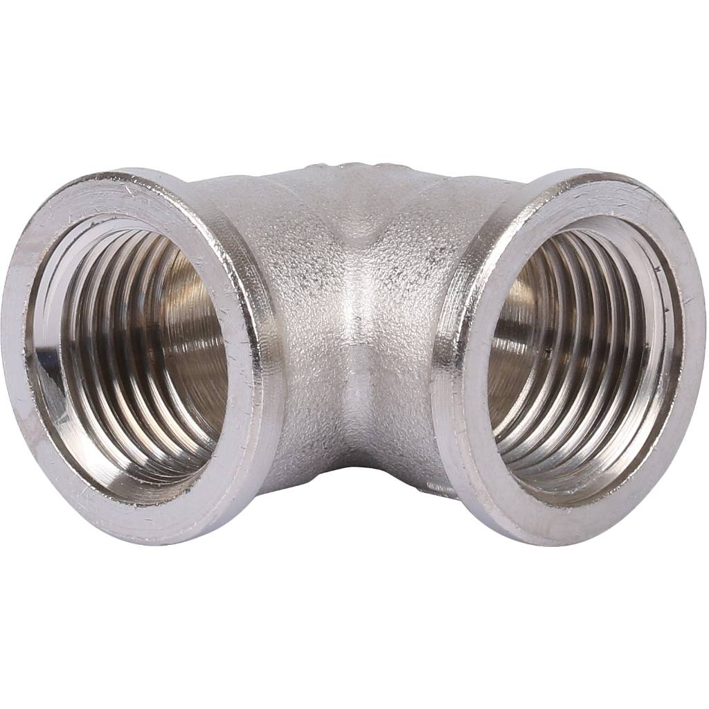 Угольник TIEMME ВВ никелированный 1/2х1/2 для стальных труб резьбовой, 1500133