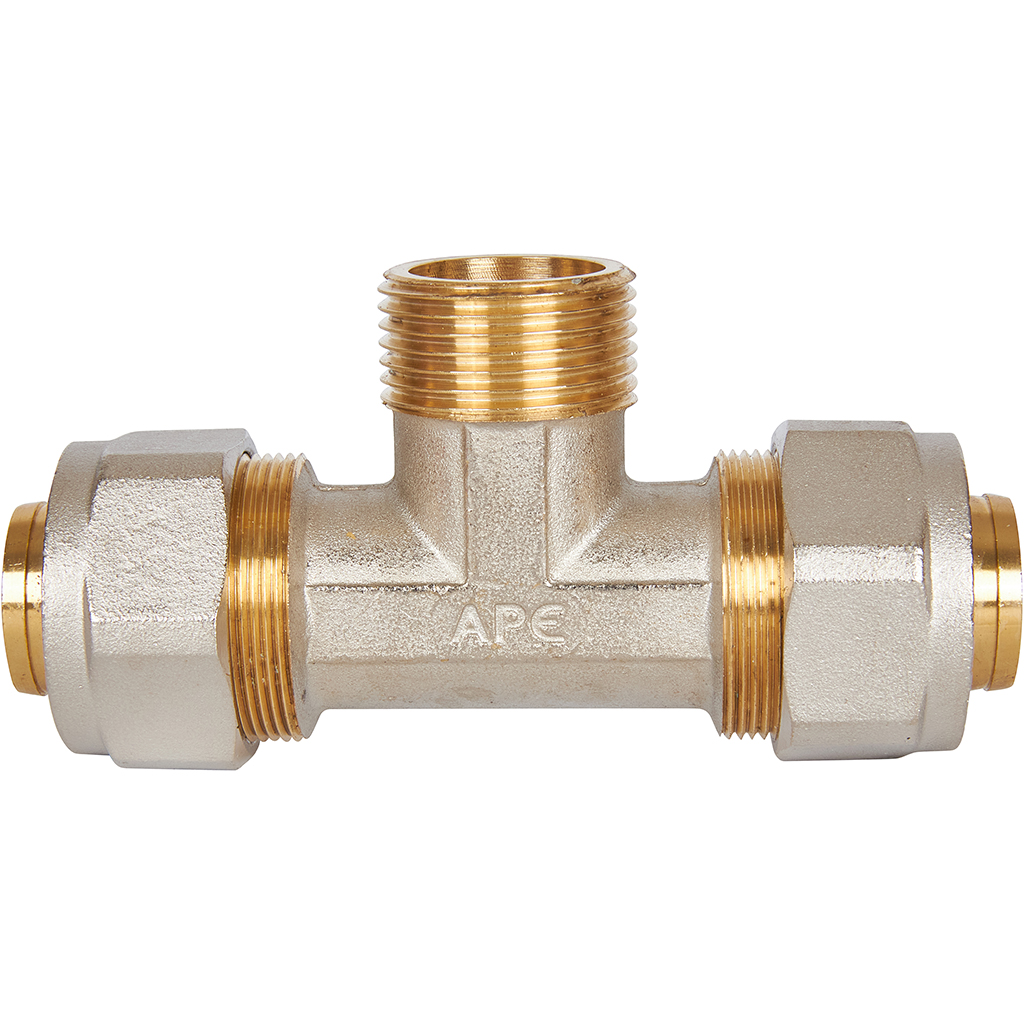 Тройник-переходник STOUT с наружной резьбой 1 x32 для металлопластиковых труб винтовой, SFS-0011-000132