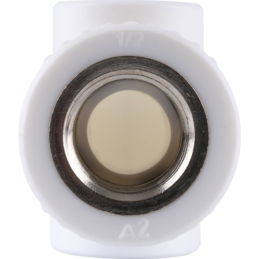 Тройник Kalde с внутренней резьбой 20х1/2 для полипропиленовых труб под сварку (цвет белый)