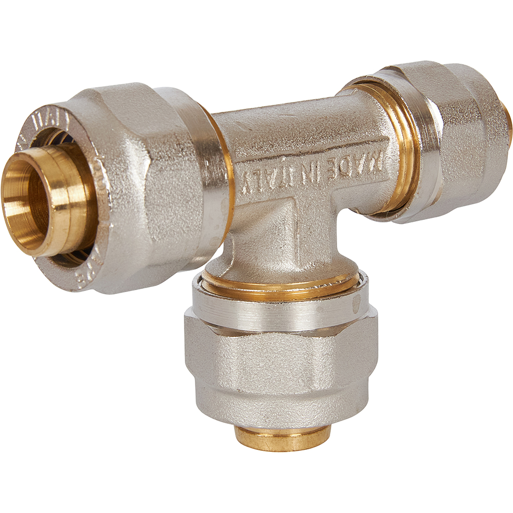 Тройник переходной STOUT 20x20x16 для металлопластиковых труб винтовой, SFS-0010-202016