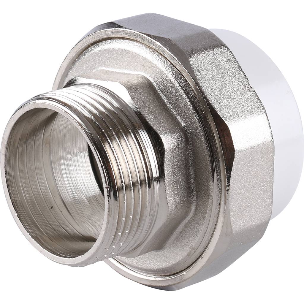 Муфта разъемная Kalde с наружной резьбой 40х1 1/4 для полипропиленовых труб под сварку (цвет белый), 3252-tum-401a00