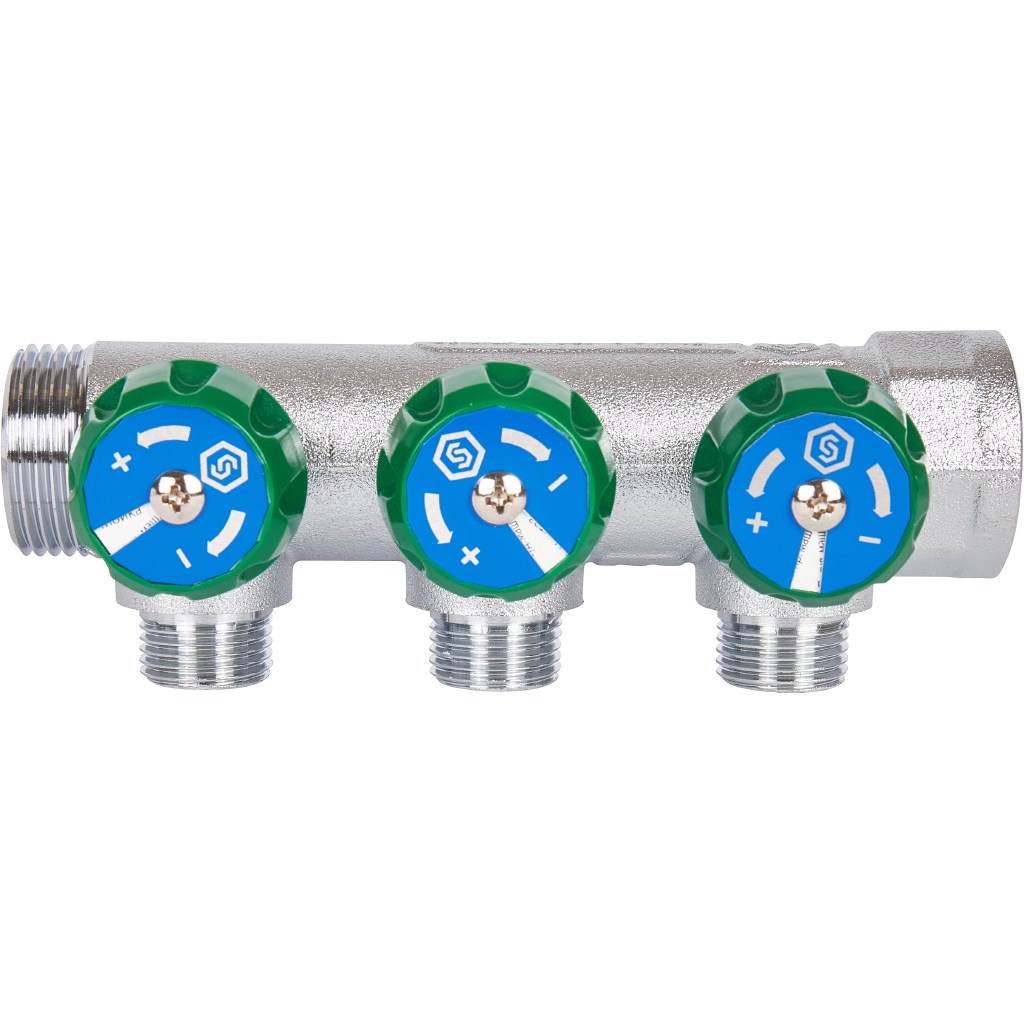 SMB-6850-011203 STOUT Коллектор регулирующий 1 , 3 отвода 1/2 под компрессионный фитинг для полимерных труб