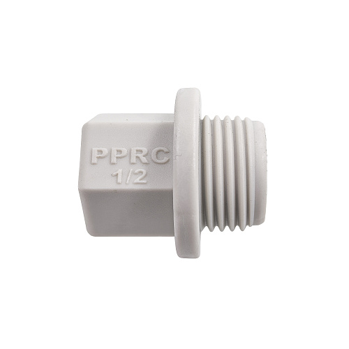 Заглушка резьбовая PPR  1/2, PN25 серый, РТП