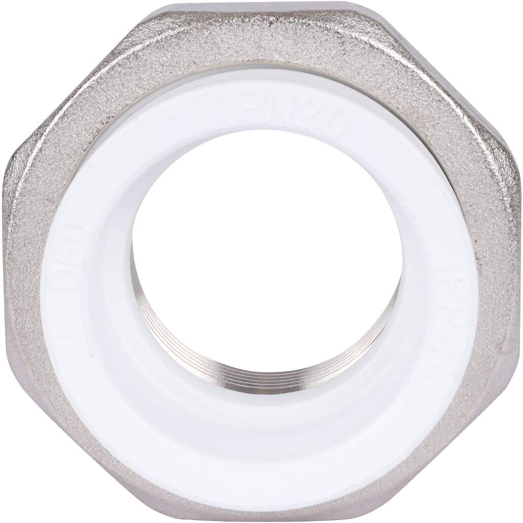 Муфта разъемная Политэк 50х1 1/2 с внутренней резьбой для полипропиленовых труб под сварку (цвет белый)