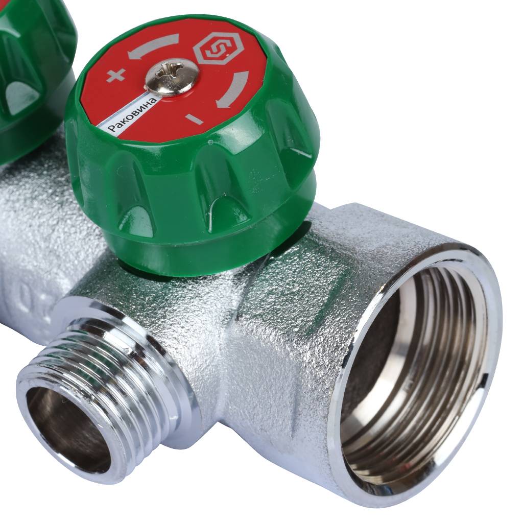 Коллектор регулирующий STOUT 1, 4 отвода 1/2  плоское уплотнение