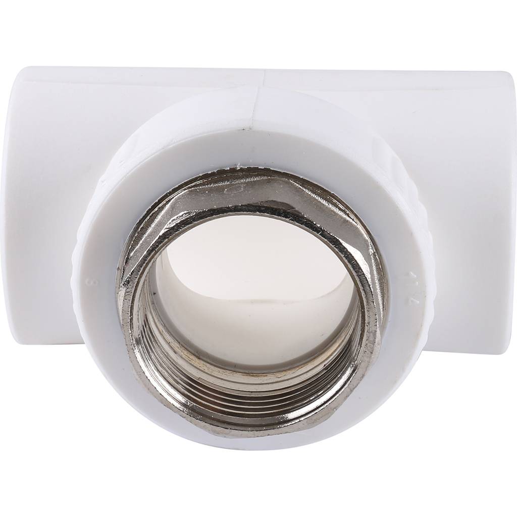 Тройник Kalde с внутренней резьбой 40x1 1/4 для полипропиленовых труб под сварку (цвет белый), 3222-tfo-401a40