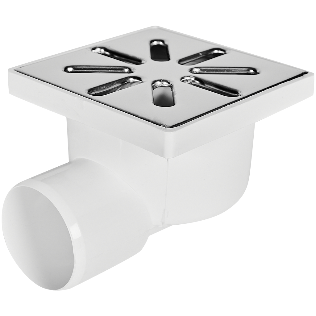 Трап нерегулируемый, боковой Sinikon металлическая решетка 100*100 (Белый) D 50