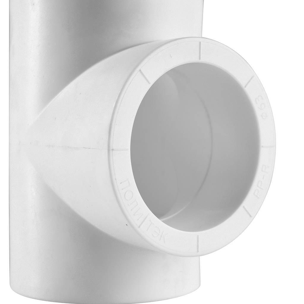 Тройник Политэк d=63 для полипропиленовых труб под сварку (цвет белый), 9000000463