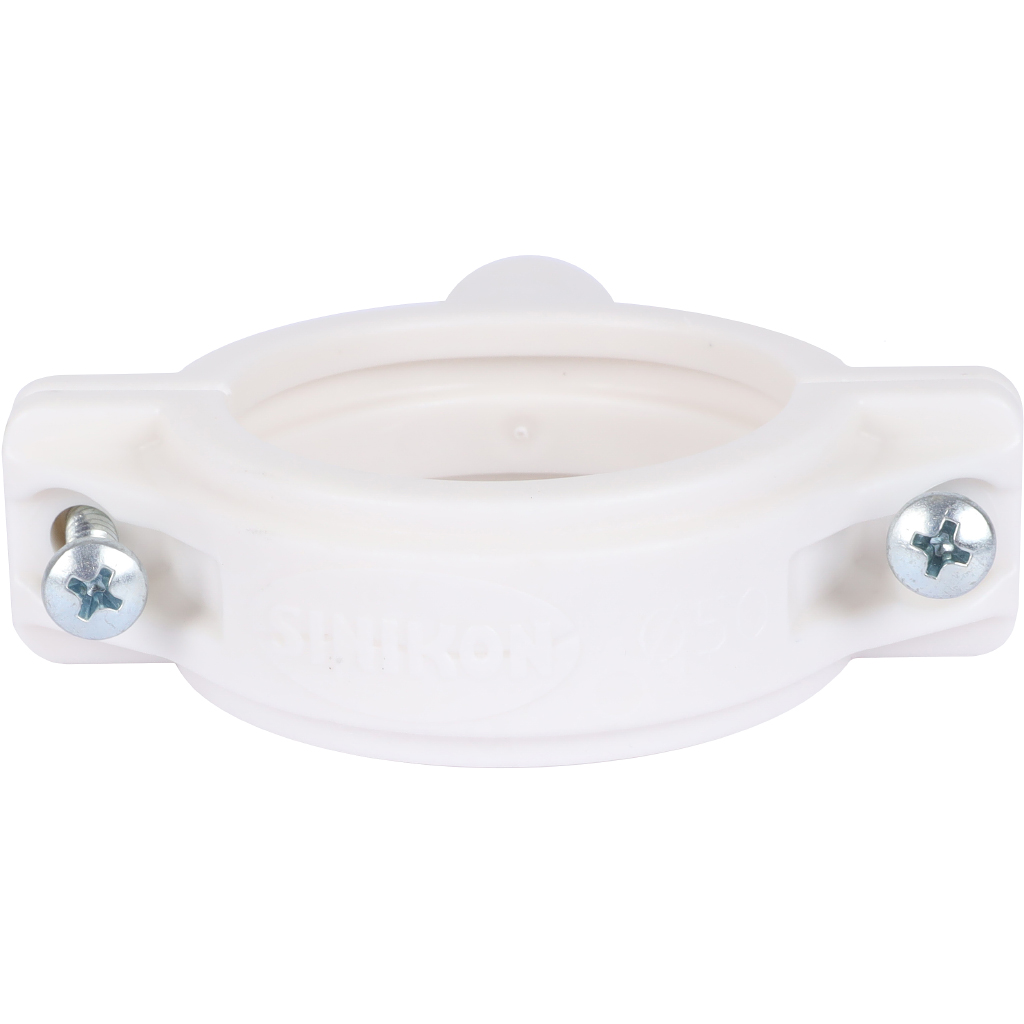 Хомут Sinikon ПП D050 белый Комфорт Плюс со шпилькой и дюбелем, KPP.050.K.D