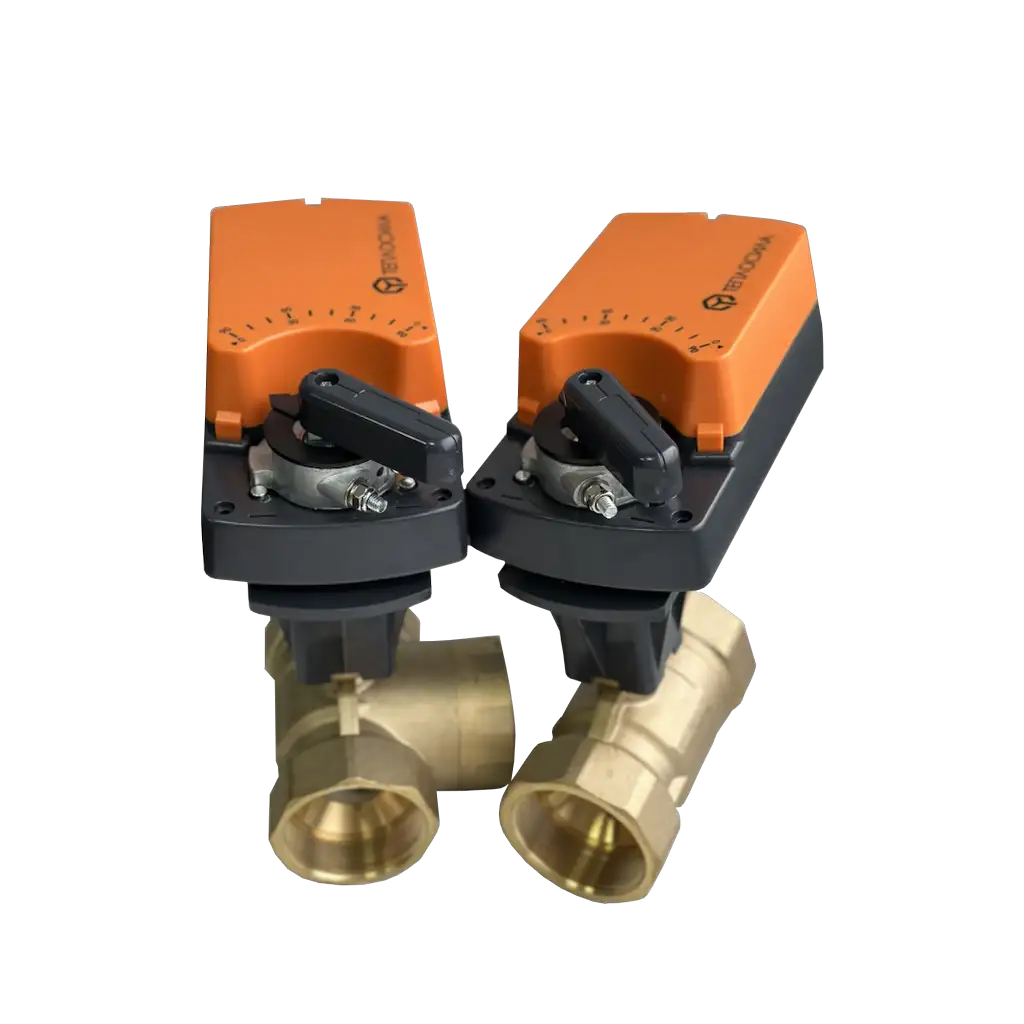 Трехходовой шаровой кран с электроприводом Теплосила TBV-3-25-10/TSL-06-1A-24, TS-48721